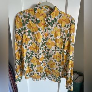 Birds of Paradis Trovata California cotton and ramie button down top size medium